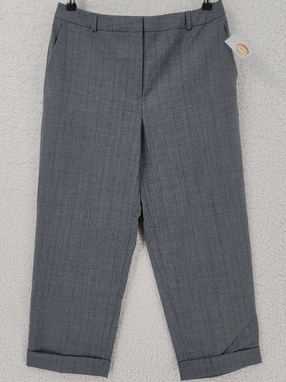 Talbots Petites Size 8 Stretch Gray Cropped Cuffed Dress Pants Trousers